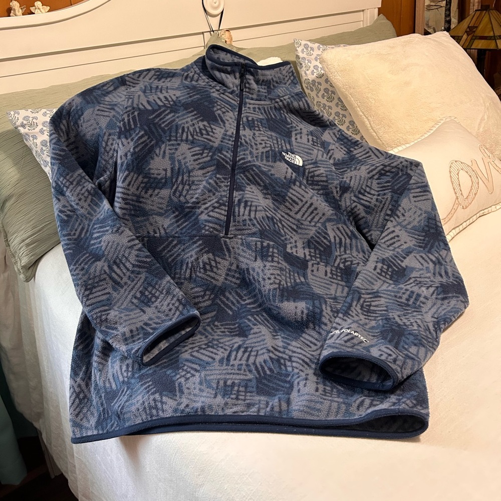 The North Face Navy Patterned Fleece Pullover